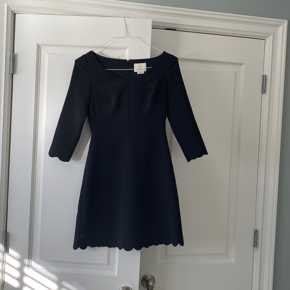 Kate Spade black crepe dress with scalloped hem- Perfect for the Holidays!